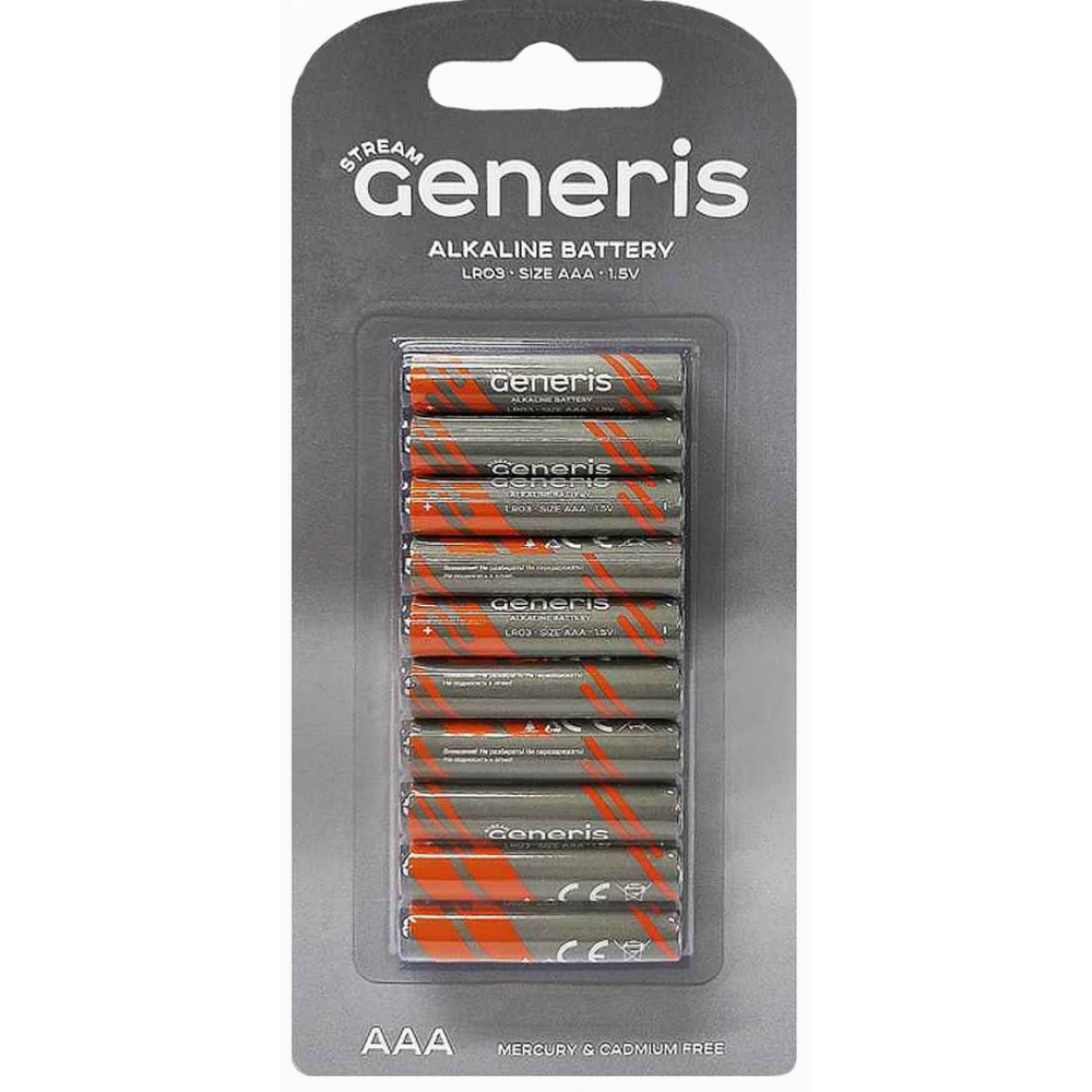 Батарейки Generis Striam LR03 блистер 10 шт 1*10*100